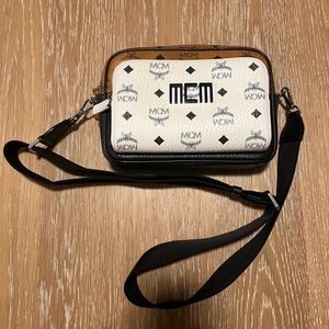MCM tan black and white crossbody